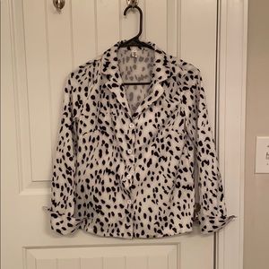 Dalmatian print button down blouse